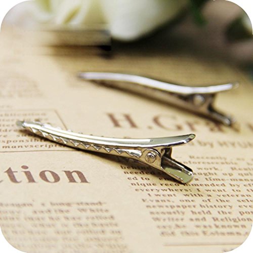 Yahee 50 Stück Haarklammer Haarclips Clips Haarspange Haarklemmen Rohling Silber Alligator - 3