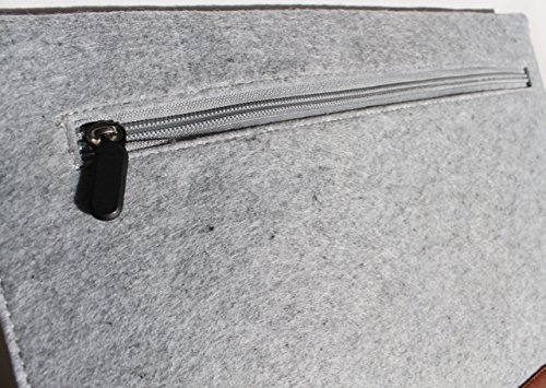 Laptophülle Sleeve Tasche 13 Zoll für MacBook Pro, Retina, Air oder ähnlichen Notebooks mit den Außenmaßen 33 x 23 x 3 cm in hellgrauem Filz - 8