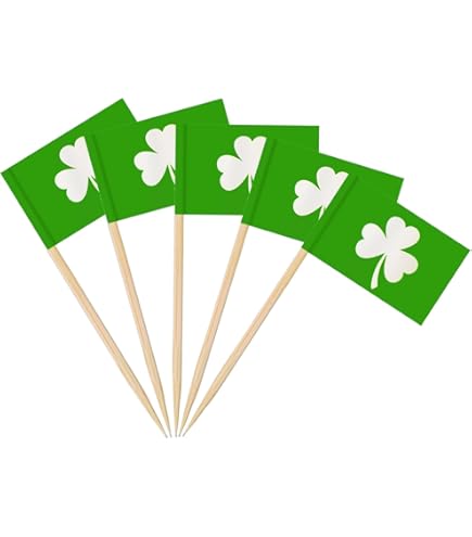 QEEROYO Drapeau Cure-dent Irlandais, 100 Pièces Pic Drapeau Irlandais Pour Topper De Coupe, Drapeaux Irlandais Pour Sandwich, Cupcakes, Cocktails, Fêtes Sur Le Thème De La Saint-Patrick