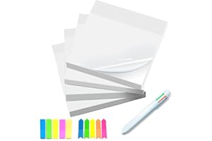 XNYKER 200Pcs Transparent Sticky Notes, Clear Sticky Note Pads 75 * 75mm Waterproof Translucent Sticky Note Tab, Sticky Note Pad Perfect for Studying, Reading, Learning, Apply to Office, School and Home