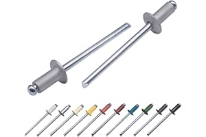 MARCOPOL Paquete de 100 remaches ciegos pintados de 3,2 x 8 mm, cabeza de cúpula, DIN 7337, remache de aluminio y mandril de acero, remaches pop (100, aluminio blanco RAL 9006)