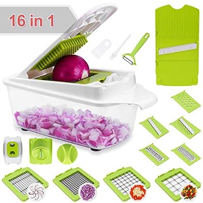 Sedhoom Mandoline 16 en 1 Coupe Legume des Couper Les Fruits et Les légumes Rapidement et uniformément