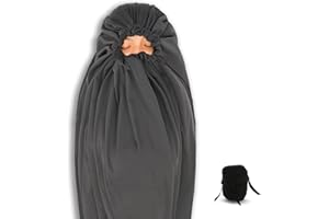 Litume Fleece All Season Sleeping Bag Liner Adds Up to 15°C, Compressible and Lightweight Mummy Sleeping Sack for Backpacking Camping travel hiking compact stuff Drawstring hood