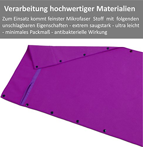 3-tlg Fitness-Handtuch Set mit Reißverschluss Fach + Magnetclip + extra Sporthandtuch | zum Patent angemeldetes Multifunktionshandtuch, Fit-Flip Microfaser Handtuch - 6