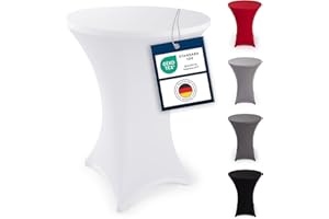 ‎BLUMTAL Blumtal Stretch Stehtisch Hussen Bügelfrei - Oeko -TEX zertifizierte Tischhussen für Stehtische Ø 80 – 85 cm - Verstärkung im Fußbereich - waschmaschinengeeignet - Weiß