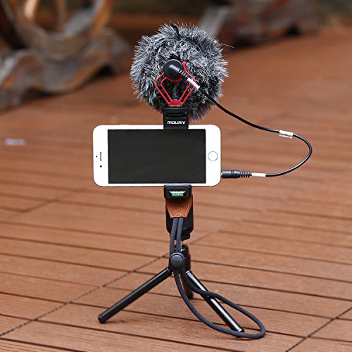 Smartphone Video Rig Mouriv Stabilizzatore di Muggine di Vlogging di Registrazione Filmmaking per iPhone 8 7 7s Plus Con Mini Cardioidi Microfono, Luce LED Video, Barra Estensione Allenamento Solido in Alluminio
