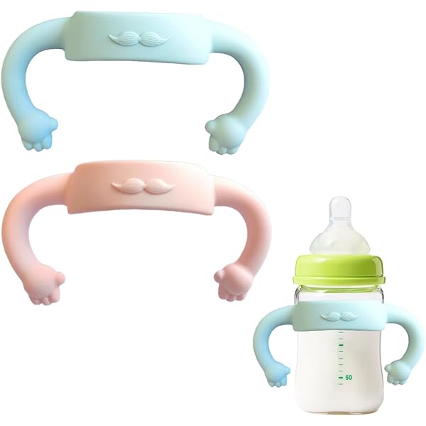 2 Poignées En Silicone Pour Biberon En Forme D'Éléphant Bleu - Taille Universelle, Pour Petites Mains