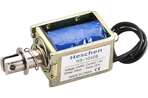 HESCHEN Hechen Solenoid Electromagnet, HS-1040B, DC12V 1,6A 25N, 10mm Hub, Push-Pull-Türschloss mit offenem Rahmen