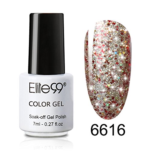 Elite99 Esmalte de Uñas, Esmaltes Semipermenentes para Uñas, Brillo de Estrella, Soak off Pintauñas de Colores para Manicura, Tamaño pequeño 7ml - 6616
