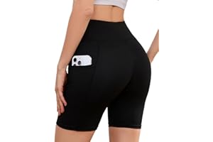 WEISANGMI Cycling Shorts Women Running Gym Shorts with Pockets Soft Non See Through High Waist Yoga Shorts Sports Workout Shorts