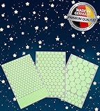 CIELO ESTRELLADO: Con nuestra gran selección de diferentes tamaños y formas, puedes crear el cielo estrellado perfecto. Nuestras estrellas brillantes para habitaciones de niños no solo están hechas para tus seres queridos. Son tan perfectos como decoración romántica y las estrellas brillantes para el techo de tu propia habitación.