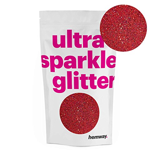 hemway Premium Multi Purpose Glitter Staub/Puder 100 g Einzigartige Farben für Verwendung mit Crafts Wein Glas-Art DIY Dekoration Hochzeiten Tisch Presents Karten Blumen Kosmetik Gesicht Eye Körper Nägel Haut Haare Bart, Glitzer, rot