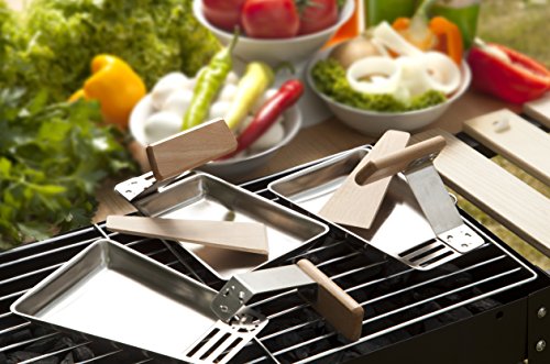 hecht international Grillzubehör, Grillpfännchen „Gustico“, 2-er Set, silber, 17 x 11 x 2 cm, 201270219-HE - 2