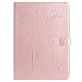 Produktbild iPad Pro 9.7 Zoll 2016 Hülle - Fanryn Ultra Schlank Superleicht Ständer Slim Leder Shell Case Cover Schutzhülle Etui Tasche Hülle Etui Schutzhülle für iPad Pro 9.7 Zoll 2016,(Rosen gold Frau und Katze geprägtes Muster)