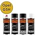 Produktbild Autolack Spraydosen Set für Kunststoff Stoßstange Opel G5H Kurkuma Metallic Haftgrund Grundlack Basislack Klarlack mit Weichmacher Sprühdose