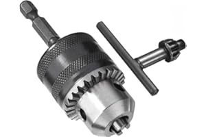 Treki Portabrocas de 1.5-13mm Taladro Adaptador de Mandril Hexagonal de 1/4 pulgada con Llave Taladro Chuck Adaptador de Cambio Rápido de Conexión Para Torno Taladro Eléctrico