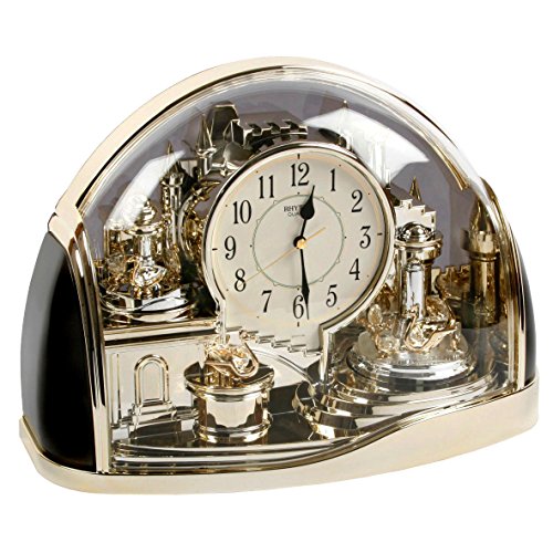 DIW Gold & Black Rhythm Half Moon Fairytale Mantel Clock with Crystal Pendulum