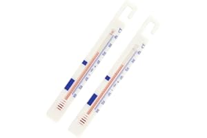 FMPROFESSIONAL FM Professional 21824 Thermomètre réfrigérateur et congélateur - Lot de 2 thermomètres en plastique blanc, 15,5 cm x 1,7 cm x 0,6 cm