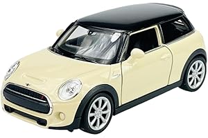 DROMADER Welly Mini Cooper S F56 New Hatch 3 portes Blanc Beige avec toit noir 2014 1/34-1/39 Die Cast Nouveau modèle de voiture