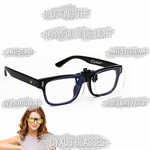 Cyxus (2 Pack) Blauer Licht filter Clip-on Computer Lesebrille, Transparente Linse UV-Blocking Anti Eye Strain Unisex Eyewear - 9