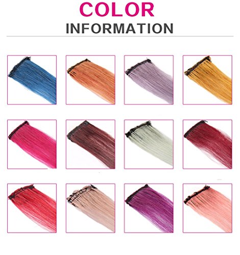 Haarverlängerungen, Perücken für Frauen, Clip-In-Extensions für komplette Haarverlängerung, 24Pcs/Set hitzebeständig Hair Piece Multi-Farben-Partei-Highlight auf dem Clip in Hair Fashion Beauty Salon Versorgung gerade (24 Colors) - 6