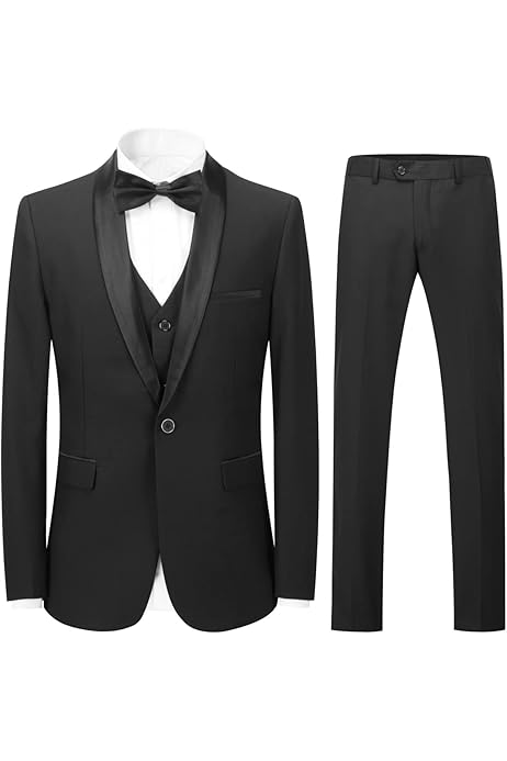 Abito Smoking 3 Pezzi Uomo - Grigio Con Gilet E Revers A Lancia, Taglia M