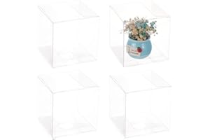 BENECREAT 20 PCS Clear Boîtes de faveur de Mariage 10x10x10cm Carré PVC Transparent Boîtes Cadeaux pour Candy Chocolate Valentine