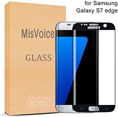 Galaxy S7 Edge Screen Protector ,MisVoice 0.26MM Ultra Slim Full Coverage Screen 3D Curved Tempered Glass Screen Shield, Anti-scratches/Anti-fingerprint Protective Film Edge to Edge 9H Hardness Bubble-Free Easy Installation for Samsung Galaxy S7 Edge(Black)