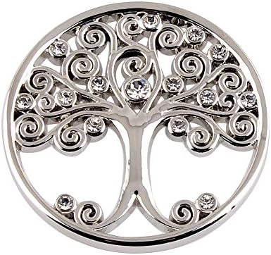Glinkin Tree of Life Coin Colorful Crystal My Moneda Interchangeable Coins Pendant for Diy Jewellry Women Necklace