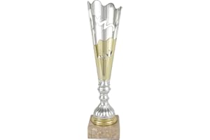 Art-Trophies | AT1184 - Trofeo Bicolor plástico simil Corte Laser Dorado y Plateado