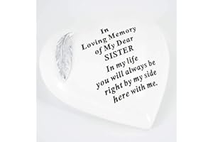 ANGRAVEMEMORIALS Special Sister Graveside Memorial Feather Heart Grave Plaque Ornament Decoration