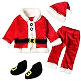 MYQyiyi 4PCS Bebé Niños Santa Claus Dress Up Trajes para Navidad (24 meses, Rojo)