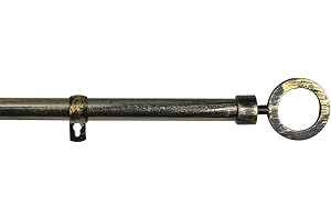 MERCURY TEXTIL-Barra Sencilla Forja Universal Extensible,Barra de Cortinas Decorativa Extensible (Negro+Dorado, 120-210cm Aros)