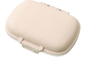 CEXUN 1 Pezzi Portapillole Settimanale,Portapillole Giornaliero,organizer per pillole da viaggio,custodia portatile per pillole,Porta Pillole,Per Stoccaggio Giornaliero,Vitamine(Beige)