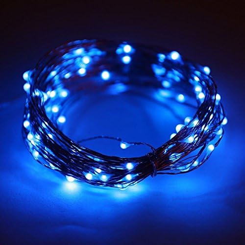 Fairy Light with 100 LEDs, Waterproof Copper Wire Starry String Lights by Battery Operated for Indoor Bedroom &amp; Outdoor Patio Home Garden Wedding Party (33ft/10M, Blue)
