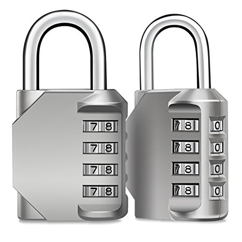 Preisvergleich Produktbild Kombinationsschlösser, 2 Stück, 4-stellige verstellbare Kombination, Stahl, rostfrei, wasserfest, für Schulspinde, Reisetaschen, Sporttaschen, Werkzeugkoffer etc. - Oria