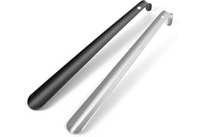 CHUNER Calzascarpe Metallo Lungo Calzante 42cm, 2 Pezzi Acciaio Inossidabile Shoe Horn con Occhiello, Facile da Usare, Calzante Lungo per Adulti, Anziani, Donne Incinte, Bambini