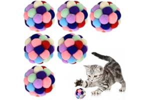 KYSUN 6 sztuk zabawek dla kotów, piłki z filcu, kolorowe pluszowe zabawki dla kotów, zestaw zabawek dla kotów, zabawek, żucia, drapania, 6 sztuk