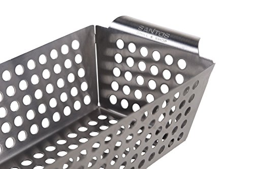 Santos Grillwok rechteckig tief Edelstahl für Gemüse und Schrimps auf Gasgrill oder Kohlegrill - 5