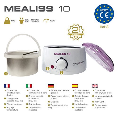 ☀ MEALISS 10 ☀ Haarentfernung – Brazilian Waxing – WACHSERWÄRMER mit THERMOSTAT & BEHÄLTER 500 ml – Flüssiges Wachs in nur 15 min. – Konstante Beibehaltung der Temperatur während der gesamten Anwendung – für eine wunderschöne & langanhaltend glatte Haut – unkompliziert & komfortabel bei Ihnen zuhause - 2