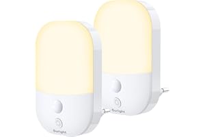 Lot de 2 Veilleuses LED, Lampe Nuit Automatique 5 Niveau Luminosité avec Capteur de Crépuscule, Veilleuse Enfant Plug and Play pour Chambre Bébé, Cuisine, Couloir, Escalier, Salon, Blanc Chaud