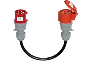 AFYEEV Adaptador CEE, Adaptador CEE 32 A macho a 16 A hembra, 5 pines, longitud 0,5 m, IP44, para Camping, Caravana