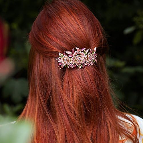 Flower Hair Clip Crystal Hair Clip Large Hair Grip with Extra Sparkly Diamante by QueenMee (Pink)