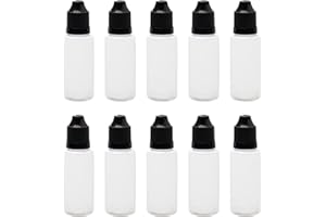 SWHSTORE 10x Black Plastic Empty Squeezable 20ml Dropper Bottles Eye Liquid Ejuice Empty Dropper(Bottle+Tip Cap+Cap)