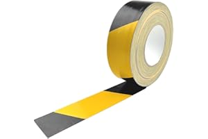 AnTina TAPES® Gewebeband & Ductape für Industrie, Bau und Heimwerk, extra starkes Gaffa-Tape Panzerband als Markierungsband, Gelb/Schwarz, 50mm x 50m