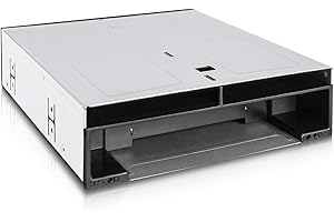 ICY DOCK flexidock MB095SP-B Rack rimovibile, docking station 2 x 2,5" e 3,5" SATA SSD o HDD senza vassoio per alloggiamento per unità esterna da 5,25"