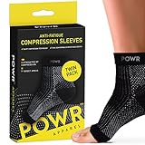 Plantar Fasciitis Sock Sleeves, 2 Pairs of Compression Sleeves Per Pack. Designed in The UK by POWR (L/XL (UK 7-12 / EU 37.5-44), Black)