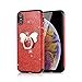 Produktbild Misstars Glitzer Hülle für iPhone XS Max Rot, Bling Pailletten Weiche TPU Silikon Handyhülle Anti-Rutsch Kratzfest Schutzhülle mit Schmetterling Ring Ständer für Apple iPhone XS Max (6,5 Zoll)