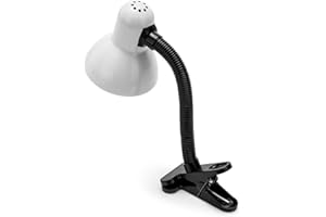 Velamp Charleston Lámpara Clip, Base de Bombilla E27, Compatible con LED, Brazo Flexible, con Cable e Interruptor, para habit