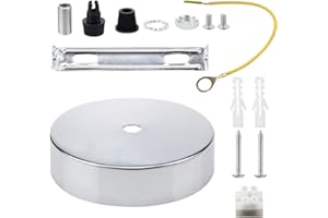 TIANFAN Rosone per lampadario da soffitto, con cavo e morsetto Flex, piastra di montaggio per luce, 100 mm, disponibile in vari colori Silver